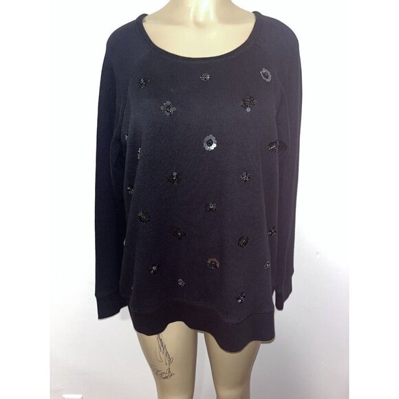 Tommy Bahama Tops - Tommy Bahama Black Pullover Sweatshirt Beaded Size XL New